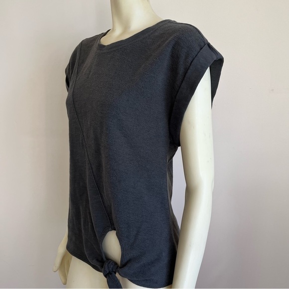 Nwt Anthropologie Pilcro Tie-Front Tee Oxford Gray Black XS - Picture 8 of 16